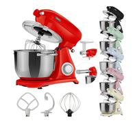 AREBOS Food Processor 1800W 6L Stainless Steel Mixing Bowl Low Noise 6Steps Red