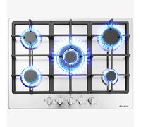 AREBOS gas hob 5 burners | stainless steel | incl. pot rack & ignition fuse
