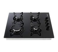 Arebos gas hob 60 cm 4 burners | Tempered glass | Built-in with cast iron pot supports | Compatible with natural gas & propane | Integrated safety ignition