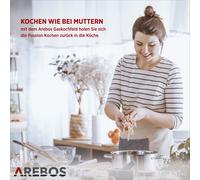 Arebos gas hob 70 cm 5 burners Tempered glass Builtin with cast iron pan