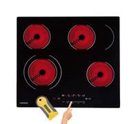 Arebos glass ceramic hob | 6600 W | 4 hobs | 59 cm | self-sufficient | incl. dual cooking zone and roasting zone | with Sensor Touch | childproof lock | overheating protection | auto shut-off