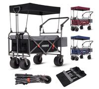 AREBOS Handcart Foldable with Roof | Luxury Hand Trolley | Folding Trolley | Transport Trolley | XXL Bag | Up to 100 kg | Black/Grey