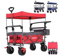 Arebos Handcart Foldable with Roof | Luxury Hand Trolley | Transport Trolley | XXL Bag | Foldable | Up to 100 kg | 360° Front Wheels | Red