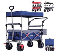Arebos Handcart Foldable with Roof | Luxury Hand Trolley | Transport Trolley | XXL Bag | Foldable | Up to 100 kg | 360° Front Wheels | Blue