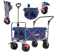AREBOS Handcart | Transport cart | Foldable | with telescopic pole | Blue