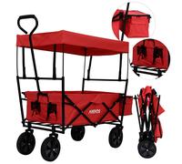 AREBOS Handcart with roof | Handcart for transporting equipment | Red