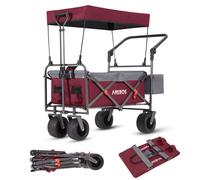 Arebos Handcart Foldable with Roof | Luxury Hand Trolley | Folding Trolley | Transport Trolley | XXL Bag | Foldable | Up to 100 kg | Equipment Trolley | 360° Front Wheels | Includes Carry Bag | Red