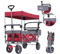 AREBOS Handcart with roof | Handcart transport cart tool cart| Red-Grey