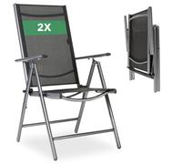 AREBOS Folding Garden Chair Aluminium 7 Positions for Balcony Terrace Camping