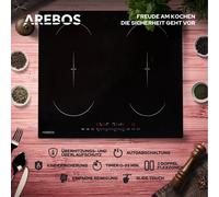Arebos induction hob 7200 W 4 hobs with 2 double flex zones 59 cm selfs
