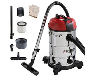 Arebos Industrial Wet & Dry Vacuum Cleaner - 1800W Ash Vacuum for Fireplace & Grill | 30L Red Container