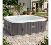 AREBOS Inflatable Hot Tub for 6 | 185x185 cm | 130 Jets | 910L | Heated | Rattan Design