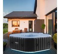 AREBOS Inflatable Hot Tub | Indoor/Outdoor Spa Pool | 154 x 154cm | LEDs | 4 persons | 100 massage jets | heating | Incl. cover | Bubble Spa& Massage