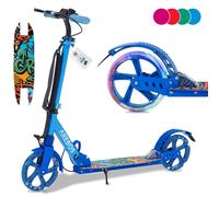 AREBOS Kick Scooter Scooter City Scooter up to 100kg with LED Tyres Blue