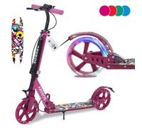 AREBOS kick scooter with LED city scooter kids scooter adult scooter pink