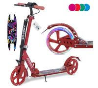 AREBOS kick scooter with LED city scooter kids scooter adult scooter red
