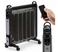 AREBOS Mica Convector 2000 W | 2 powerful heat settings | Adjustable thermostat | 3D heating system | Incl. remote control & digital display | Black