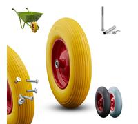 AREBOS PU solid rubber | spare wheel | 390mm | spare tyre for wheelbarrow | wheels sack barrow | yellow-red