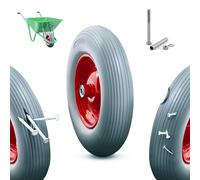 AREBOS PU solid rubber spare wheel 390mm wheelbarrow wheels sack barrow grey-red