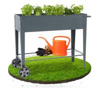 Arebos raised bed with wheels and shelf 108 x 51 x 80 cm | cold frame herb bed flower box garden terrace vegetable bed garden bed flower pot for balcony | ideal for growing vegetables fruit herbs