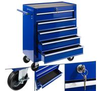 AREBOS Roller Tool Cabinet Storage 5 Drawers Toolbox Tool Chest, Trolley Blue