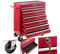 AREBOS Roller Tool Cabinet Storage 7 Drawers Toolbox Tool Chest, Trolley Red