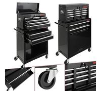 AREBOS Roller Tool Cabinet Storage 9 Drawers Toolbox Tool Chest, Trolley Black
