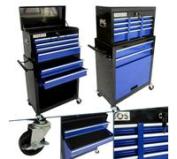 AREBOS Roller Tool Cabinet Storage 9 Drawers Toolbox Tool Chest, Trolley Blue