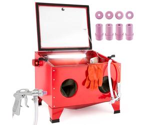 Arebos Sand Blasting Cabinet 90L | Sand Blasting Machine | Sand Blaster Kit incl. Blasting Gun with 4 Ceramic nozzles | Work Gloves | Viewing Window + 5 Replacement foils