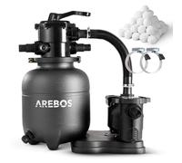 Arebos Sandfilter System with Pump incl. 560g Filter Balls | Black | 350W | 9500