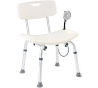 AREBOS shower chair with backrest | Height-adjustable bathroom stool | Non-slip rubber feet | Lightweight & stable | Load capacity up to 100 kg