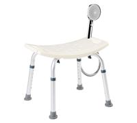 Arebos Shower stool | Height adjustable | Aluminum frame | Anti-slip rubber feet | Seat with safety handles | Shower aid | Shower chair | Shower seat | Bath stool