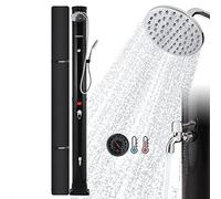 Arebos Solar Shower 40 L | Includes Cover | with Integrated Thermometer | Black | Swivel Shower Head | Mobile Shower Head | with Foot Shower and Garden Hose Connection | Includes Mounting Material