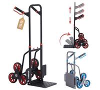 Arebos Stair Cart Sack Truck, Folding Stair Sack Truck, Stair Climber with Hard Rubber Tyres and Steel Frame, Transport Trolley for Moving and Heavy Items, Black