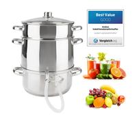 AREBOS Steam Juicer 15 L Stainless Steel 26 cm Induction Fruit Vegetable Juicer