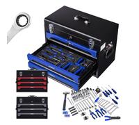 AREBOS tool box incl. 172-piece tool set | with 3 drawers | lockable |blue/black