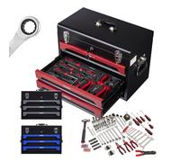 AREBOS tool box incl. 172-piece tool set | with 3 drawers | lockable | red/black