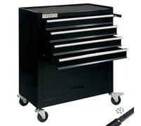 Arebos Tool cabinet cart workshop trolley on wheels portable | Black | 4 drawes + 1 compartment for tools | incl. anti-slip mats | drawers with ball bearings