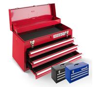 Arebos Toolbox with 3 drawers & 2 storage compartments | incl. carrying handle & snap locks | snap-in function | anti-slip mats | (Red)
