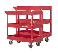 AREBOS 2x Tool Trolley 3 Level Mobile Workshop Trolley Cart Storage Shelf on Wheels - Red