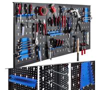 Arebos Toolwall 3-Piece | 17-Piece Hook Set | Tool Perforated Metalwall + Brackets + Mounting Material | Perforated | blue