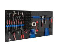 Arebos Toolwall 3-Piece | 17-Piece Hook Set | Tool Perforated Metalwall + Brackets + Mounting Material | Perforated | blue
