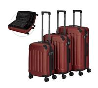 AREBOS Travel Suitcase Set of 3 Hard Shell Suitcases Trolley Suitcase Set Red