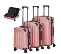 Arebos Travel Suitcase Set 3 Hard Case Trolley Suitcase Set S-M-L Set Rose gold