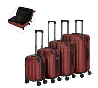Arebos Travel Suitcase Set of 4 I ABS Hard Shell I Trolley Suitcase Set I Telescopic Handle I Includes Zip Lock 360° Wheels I S-M-L-XL, red, 49.0 x 30.0 x 76.0 centimeters