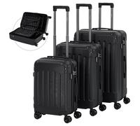 Arebos Premium Hard Shell Suitcase ist Made of ABS Material and is with TSA Lock and 4 Wheels (Black, M + L + XL)