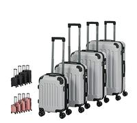 Arebos Travel Suitcase Set of 4 I ABS Hard Shell I Trolley Suitcase Set I Telescopic Handle I Includes Zip Lock 360° Wheels I S-M-L-XL, silver, S, M, L, XL