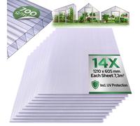 Arebos Polycarbonate Panel Roofing Set of 14 | 121 x 60.5 cm | polycarbonate sheets 4 mm thick | UV-resistant | 700 g/m² | transparent | for greenhouses, carports, cold frames, canopies