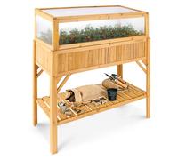 AREBOS Wooden raised bed with cold frame attachmentfor vegetables, herbs,flowers