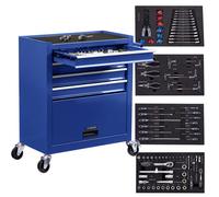 AREBOS Workshop trolley | 4 drawers | anti-slip mats | transport lock | blue
